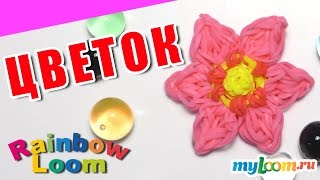 ЦВЕТОК к Празднику 8 Марта из резинок Rainbow Loom Bands. Урок 449. Как сплести ЦВЕТОК