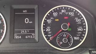 2014 vw Tiguan: the "BRAKE" indicator, the “ABS” indicator, and "Error: Airbag"