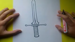 Como dibujar una espada paso a paso 4 | How to draw a sword 4
