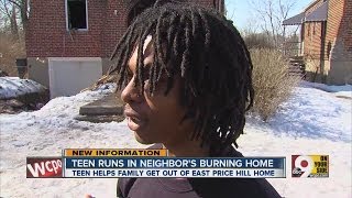Teen credited with saving family from fire