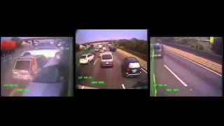 Панорамное видео аварии автобуса в Тайване 3 камеры.