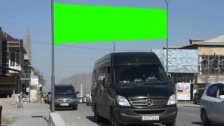 city public street billboard green screen free royalty footage