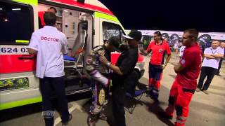 Greg Hankock and Niels Kristian Iversen CRASH. Heat 14. FIM Speedway Grand Prix Poland 30.08.2014.