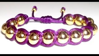 TUTORIAL DIY COMO HACER UNA PULSERA TRENZADA CON CUENTAS DORADAS MUY SENCILLA