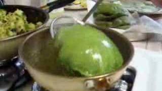 Frying of spinach puri