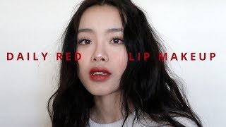 DAILY RED LIP MAKEUP (with subs) | hyulari
