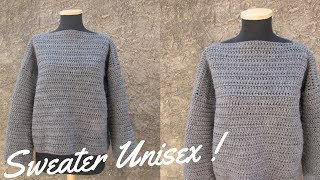 Sweater Clásico Unisex Tejido a Crochet - Paso a Paso (Muy simple!)