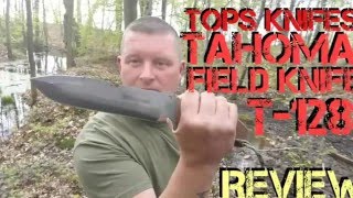 ✔TOPS TAHOMA FIELD KNIFE T-128 Review ▪ GERMAN • //f.  Bushcraft, camping, survival + self defense