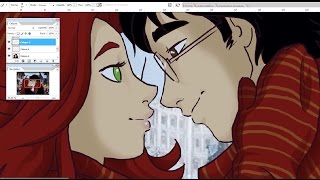 James and Lily "Winter Love" -  Harry Potter speed painting