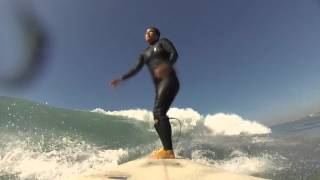Female above knee amputee surfer, Dani Burt