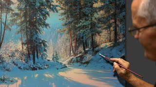 "Зимний день"  Пишем акрилом. Художник - композитор: Юшкевич Виктор