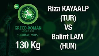 Group B, Round 2 - Greco-Roman Wrestling 130 kg - B. LAM (HUN) vs R. KAYAALP (TUR) - Tehran 2015