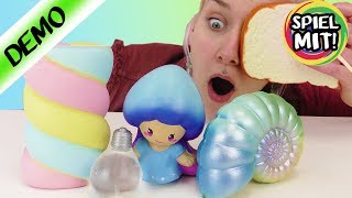 5 VERRÜCKTE SQUISHY TOYS | Mäusespeck, Glühbirne, Toast, Schnecke + Pilzkopf | Slow Rising Spielzeug