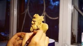 Хеллбой лепка из пластилина/timelapse bust sculpture Hellboy