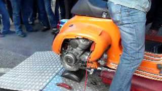 KTM250 Crankcase installed in small frame Vespa