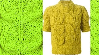 Листья/листики/листочки спицами. Узоры МЕГА-листики или большие листочки спицами