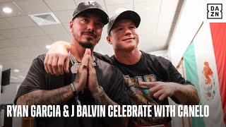 "I TOLD YOU THIRD ROUND!" Ryan Garcia & J Balvin Celebrate With Canelo In Locker Room