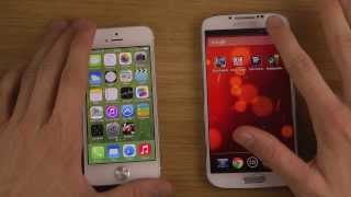 iPhone 5 iOS 7 Beta 5 vs. Samsung Galaxy S4 Android 4.3 - Benchmark Speed Performance Review
