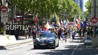 Australia: Protesters rally in Melbourne against govt COVID-19 vaccine mandates