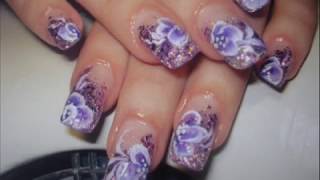 цветы на ногтях-наращивание и дизайн-2часть.(flowers on nails )