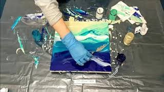 Набор "Море" // Мастер-класс в технике fluidart