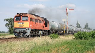 Szergej M62-260 és tehervonat tartálykocsikal, Taigatrommel 628-260 mit Kesselwagenzug in Börgönd.