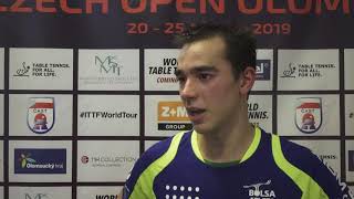 Hugo Calderano po postupu do semifinále Czech Open 2019
