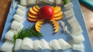 Карвинг - Крабик из яблока. Украшения из фруктов
