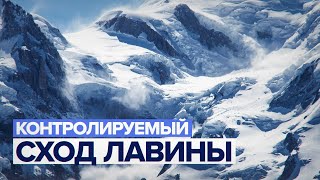 Сход лавины с горы Чегет в Кабардино-Балкарии