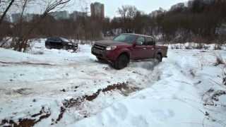 Испытание Chevrolet Captiva, Grand Cherokee и Ford Ranger на полигоне Нива Ланд (Зима)