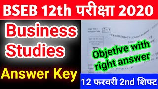 Bihar board 12th business studies answer key 2020/bseb 12th business studies answer key 2020