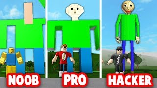 Roblox Bloxburg BUILD OFF: NOOB vs PRO vs HACKER! (BALDI'S BASICS)