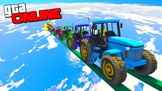 ДВУХЧАСОВАЯ ПРОБКА ИЗ 300 ТРАКТОРОВ НА ТОНКОМ КАНАТЕ - ГОНКИ GTA 5 - КАРТЫ НА ПРОХОЖДЕНИЕ