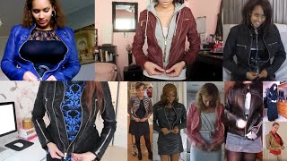 And it just zips up like this - more girls zipping up (mainly) leather jackets