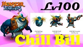 Chill Bill 1-100 Monster Legends монстр воды на прокачку