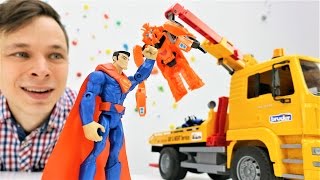Трансформеры, машинки и Супермен! Биск и машинка Федора!