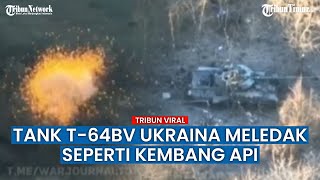 Detik-detik Hancurnya T-64BV Ukraina Dibombardir Artileri Rusia