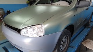 ВАЗ 1118. покраска капота. крыла.