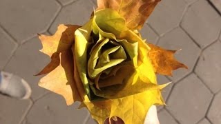 Как быстро сделать красивый цветок из осенних листьев