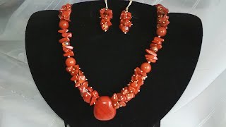 Jewelry: necklace and earrings. Колье и серьги из каменных сколов