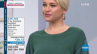 G by Giuliana Sweater with Woven Sleeves