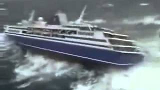 1000 Passenger Cruise Ship almost Down by the Tsunami