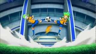 Inazuma Eleven GO Chrono Stone 4 Alpha's Kenshin Armor vs Buttobi Jump+Excellent Breast(1080p)