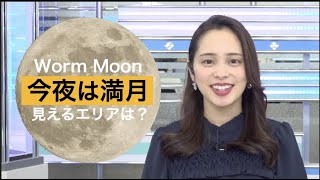 今夜は満月「ワームムーン」見えるエリアは？