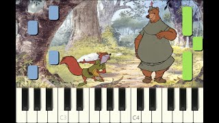 EASY piano tutorial "OO DE LALLY" Disney, Robin Hood, 1969, with free sheet music