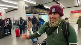Passengers arriving in London from Kiev react to British govt call to urgently leave Ukraine