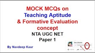 MOCK MCQs on Teaching Aptitude & Formative Evaluation concept | Nav Classes