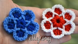 ♦ Простой красивый цветок крючком ♦ Цветочек со звездой • ellej