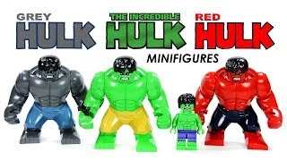 LEGO The Incredible Hulk vs Red Hulk vs Grey Hulk KnockOff Minifigures (Bootleg)