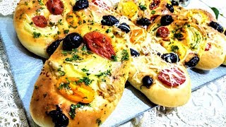 فطائر الفوكاشيا الايطالية للصباح ولطلبة المدارس بعجينة اكتر من رائعة هشة وخفيفة Pain de focaccia